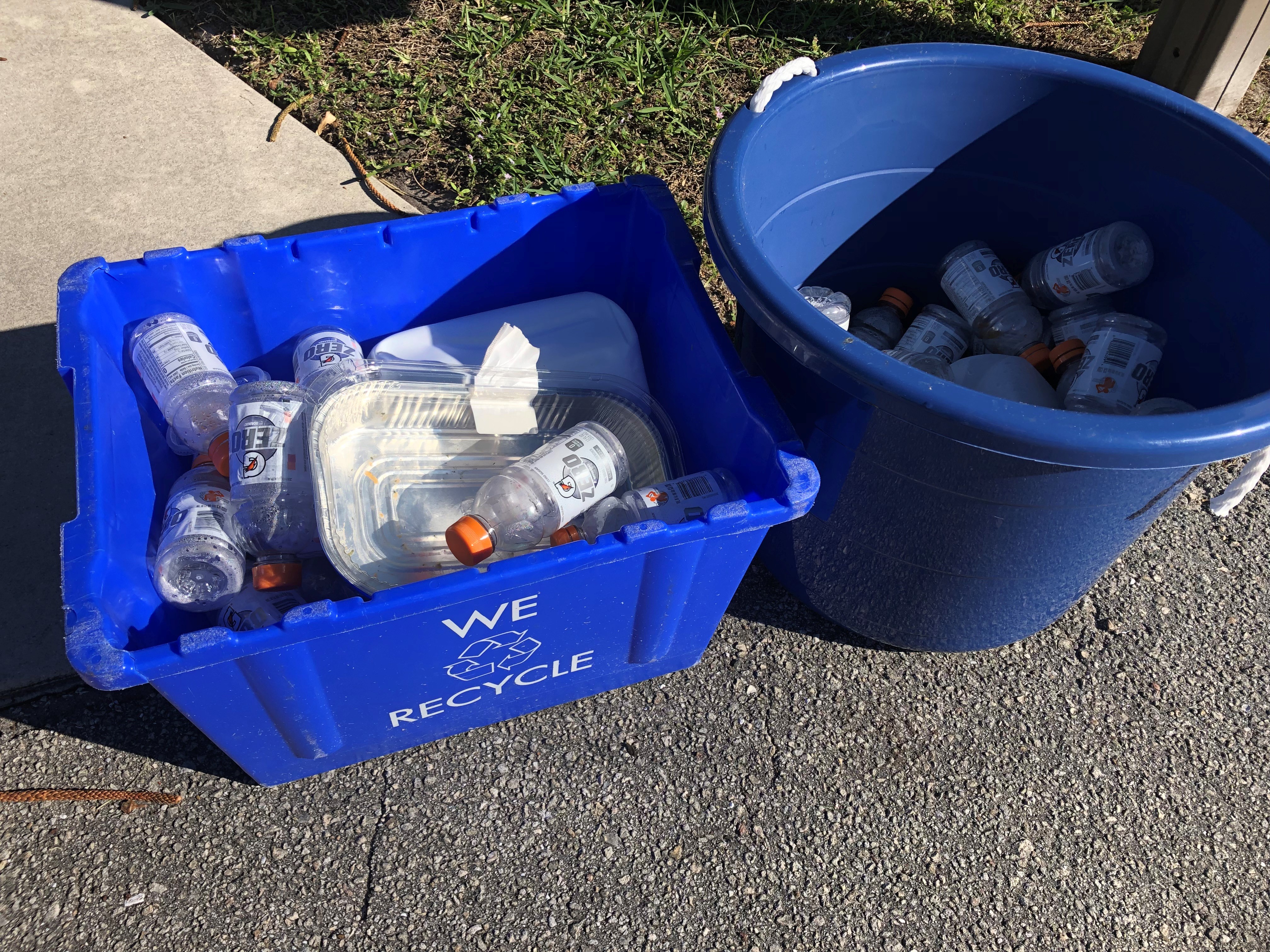 Recycling bins at the curb