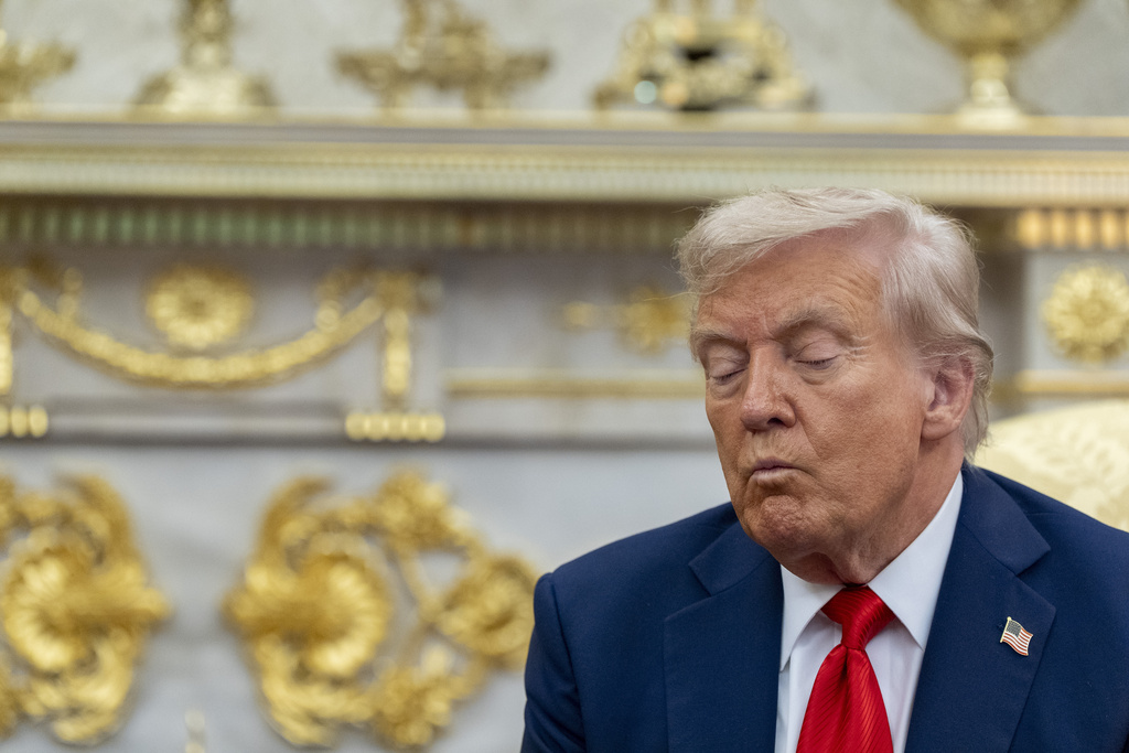 President Donald Trump listens as he meets with South Korean President Lee Jae Myung in the Oval Office of the White House, Monday, Aug. 25, 2025, in Washington.