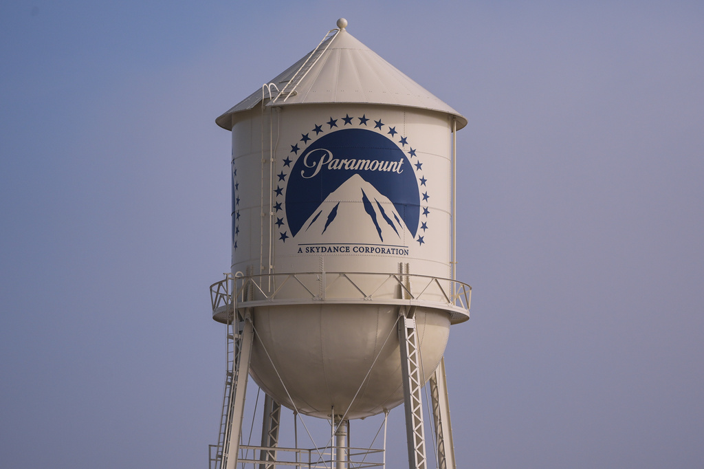 The Paramount Pictures water tower is seen in Los Angeles on Dec. 17, 2025.