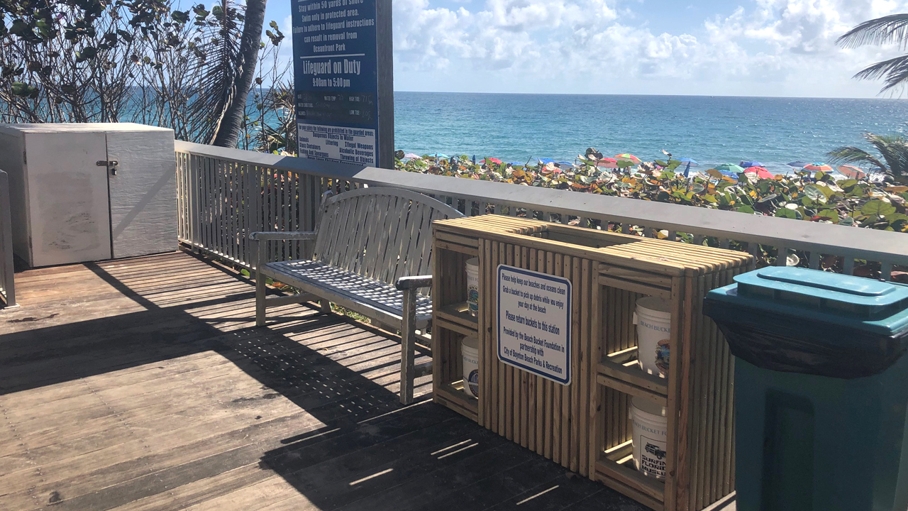 A new bucket station has been built at Oceanfront Park at the Boynton Beach city beach.
