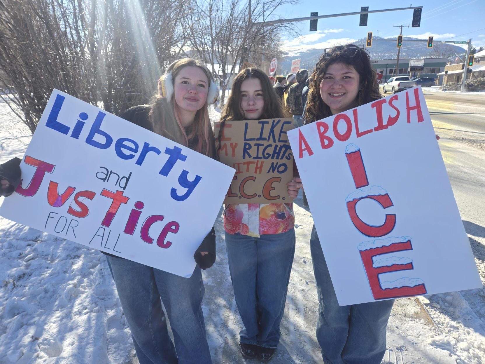 Helena High students hold signs denouncing ICE