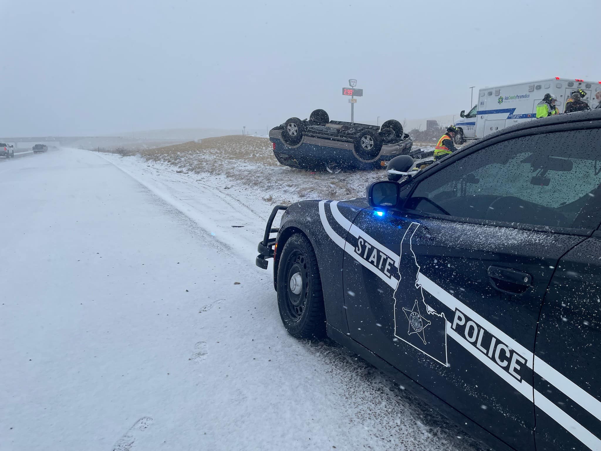 Idaho State Police rollover winter