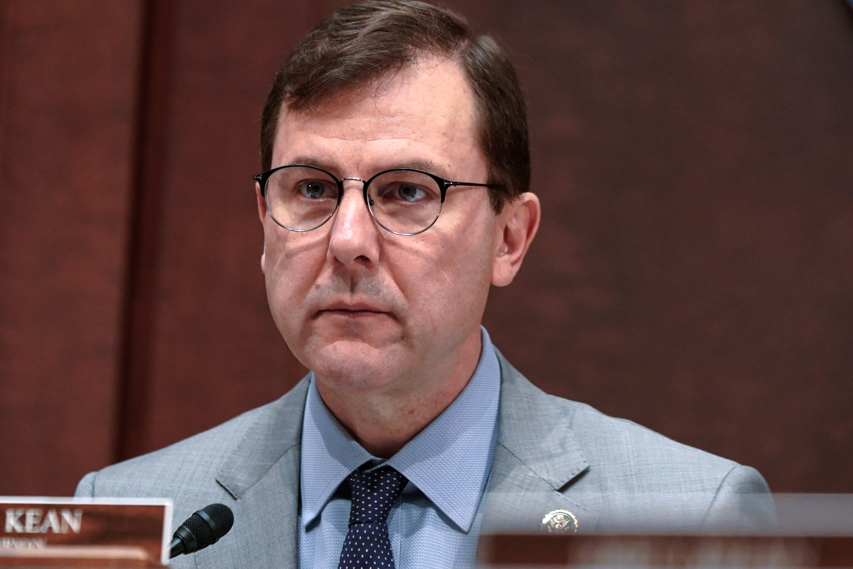 FILE - Rep. Tom Kean, R-N.J., listens during a Subcommittee of the House Foreign Affairs about Belarus on Capitol Hill, Dec. 5, 2023, in Washington. 