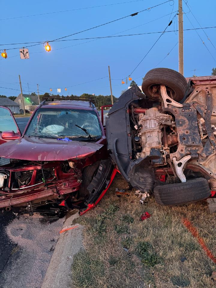Chevy Tracker collides with Ford Focus after missing stop sign