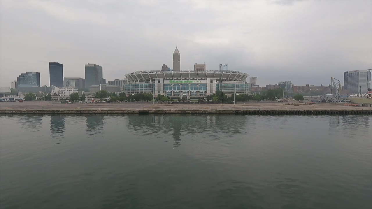 A sea of city-owned parking sits empty north of Huntington Bank Field on Downtown Cleveland's lakefront.