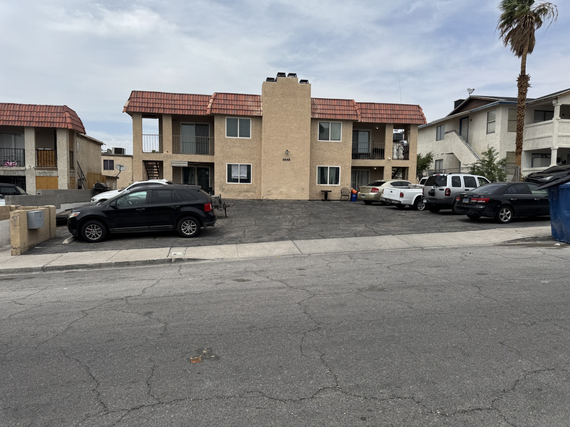 Outside of the apartment where a woman was stabbed