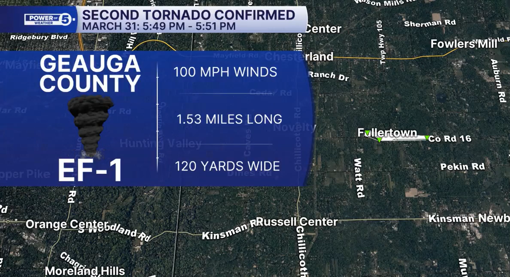EF-1 tornado confirmed in Geauga County