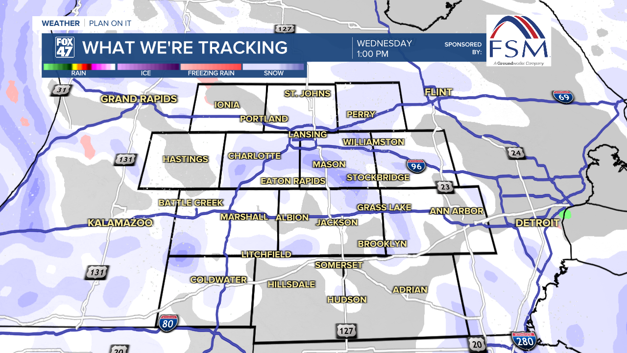 Scattered snow showers persist through the day today into Wednesday evening