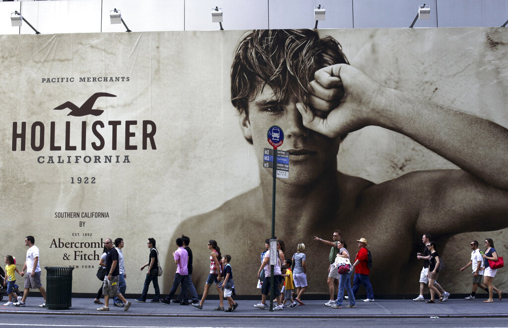 A sign for a Hollister store. 