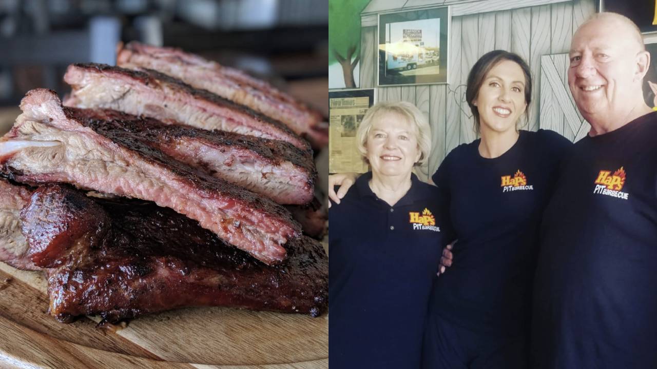 Image on the right: Christine Darroch, current owner and operator, and her parents. 