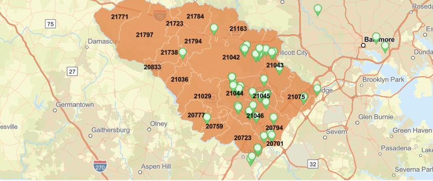 Howard County interactive food resource map
