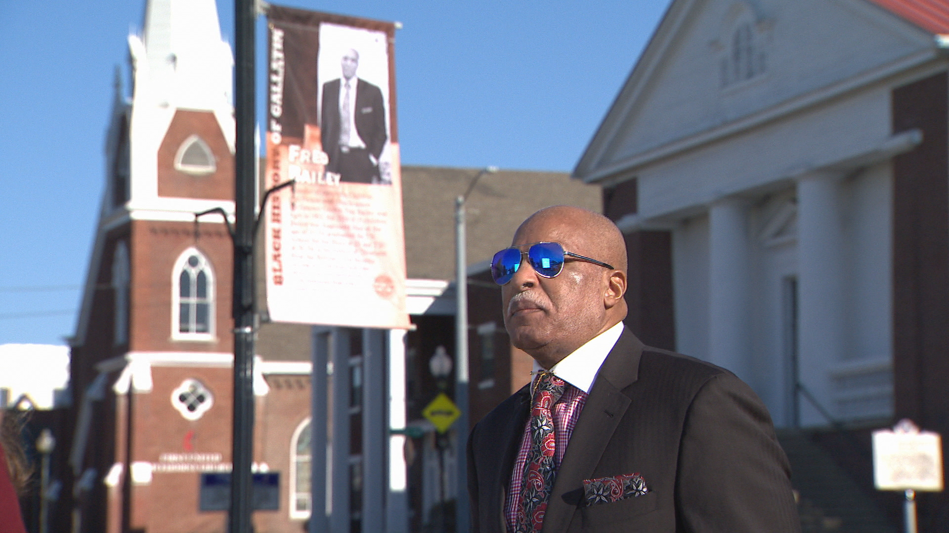 Local black residents and places highlighted on banners in Gallatin