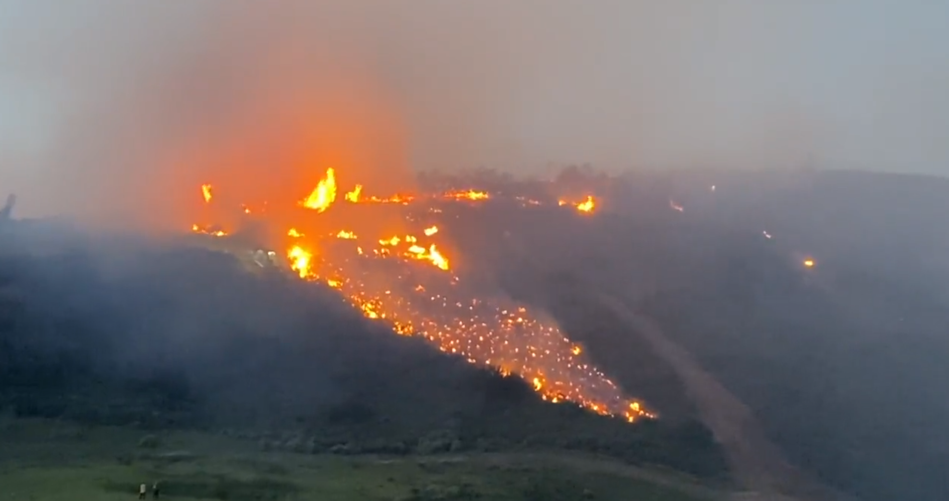 Santa Barbara County Fire reports the Hollister Fire is 100 acres and 5% contained.
