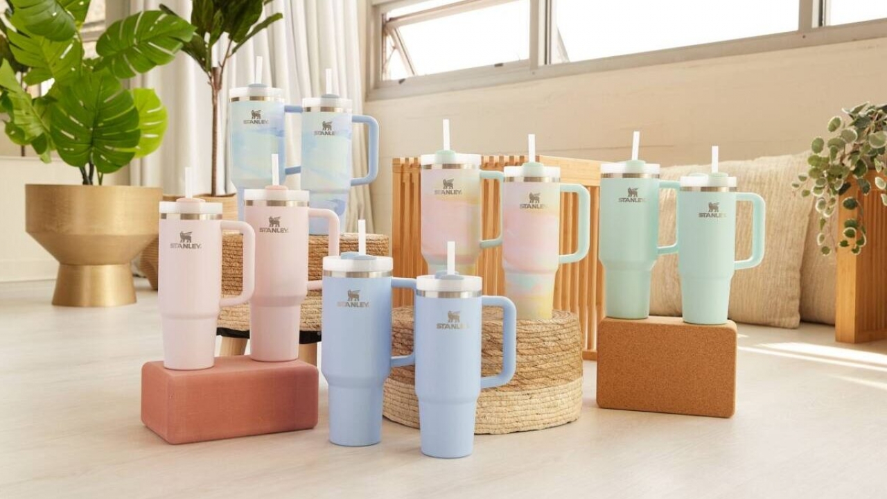 Stanley cups on display