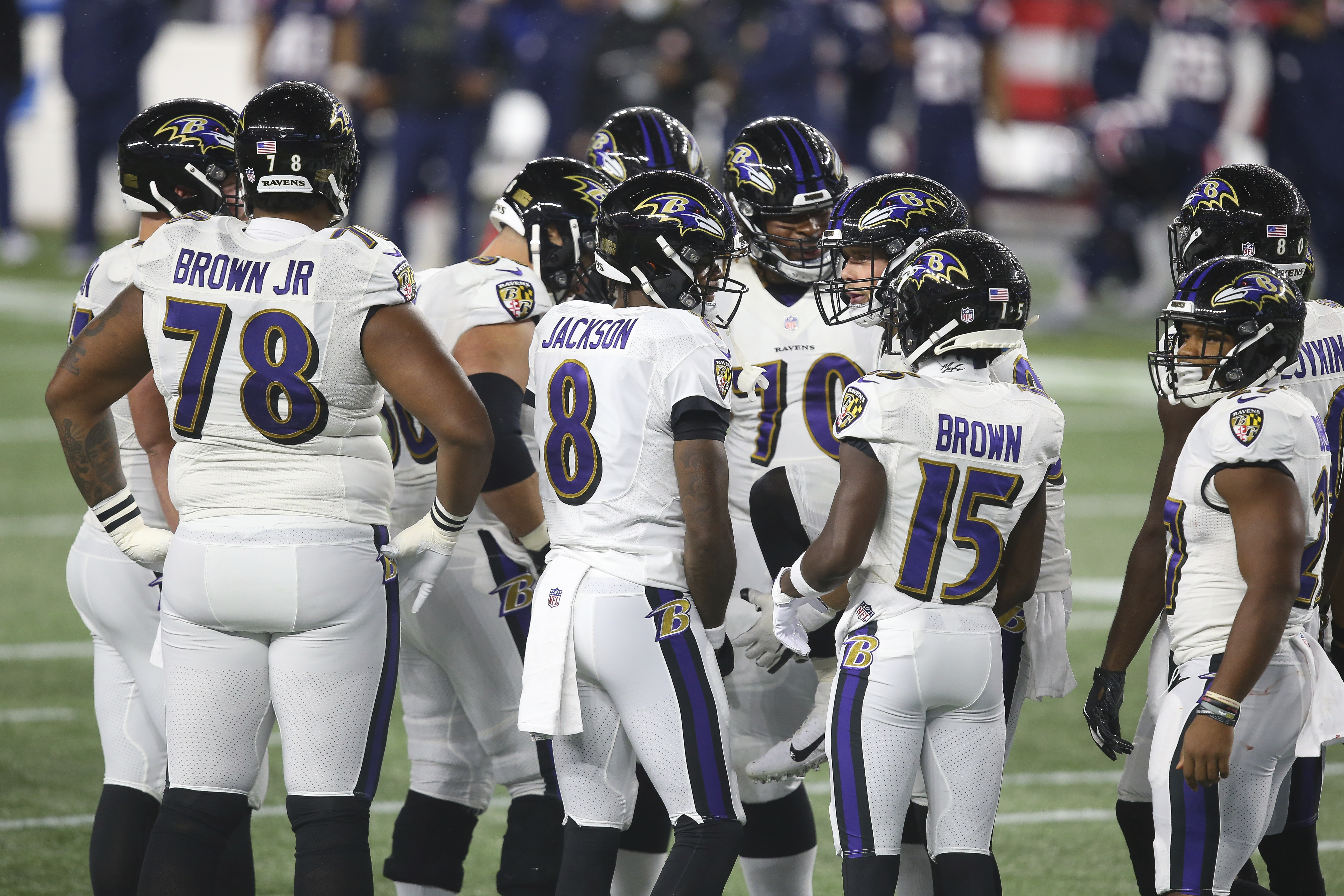 Ravens huddle