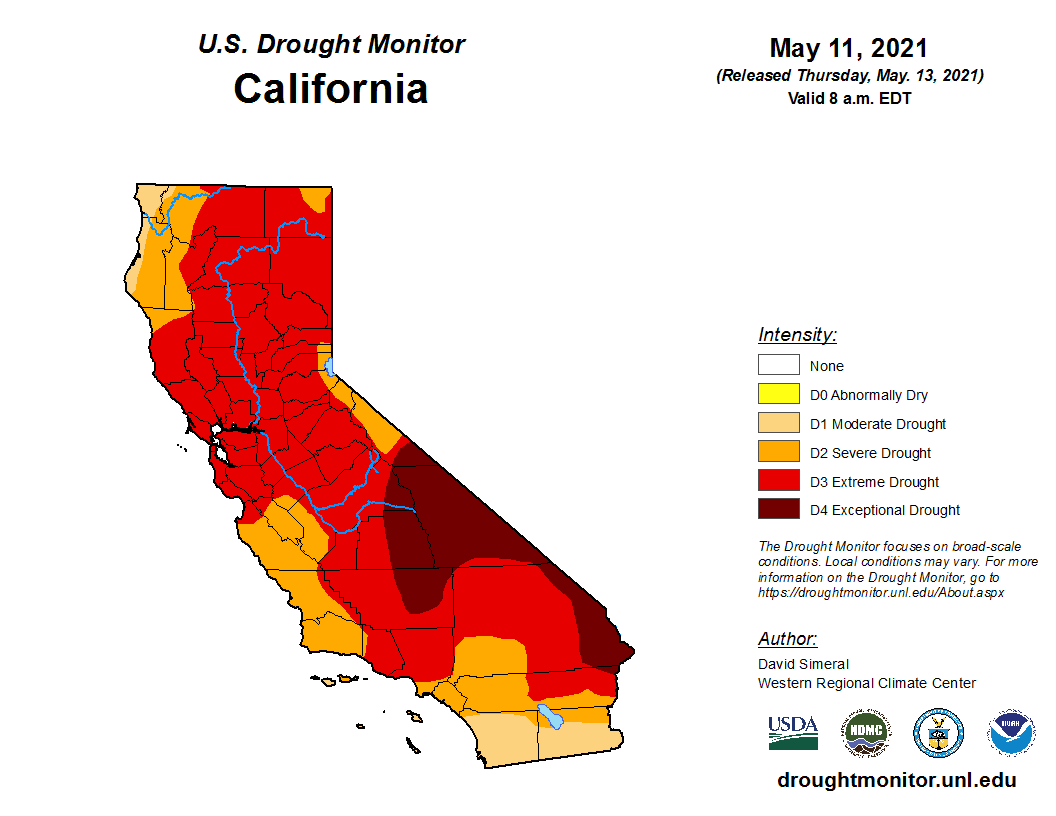 Drought Status as of May 13, 2021