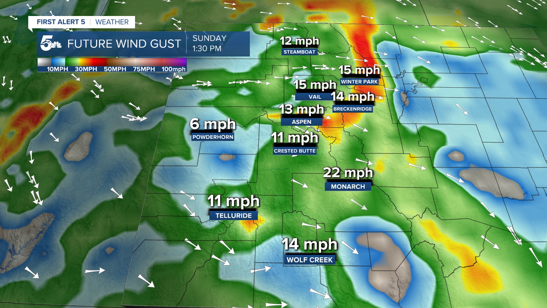 Winds increase in the high country on Sunday