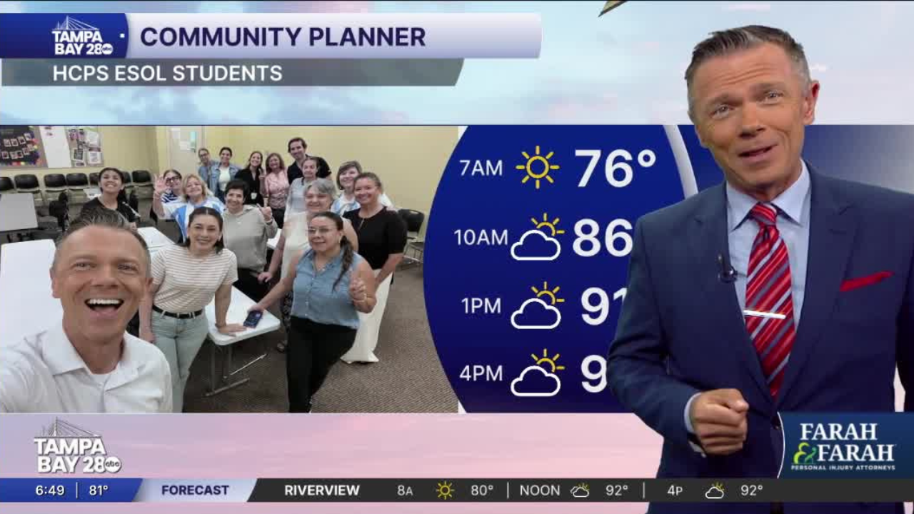 Meteorologist Greg Dee visits ESOL class in Lutz