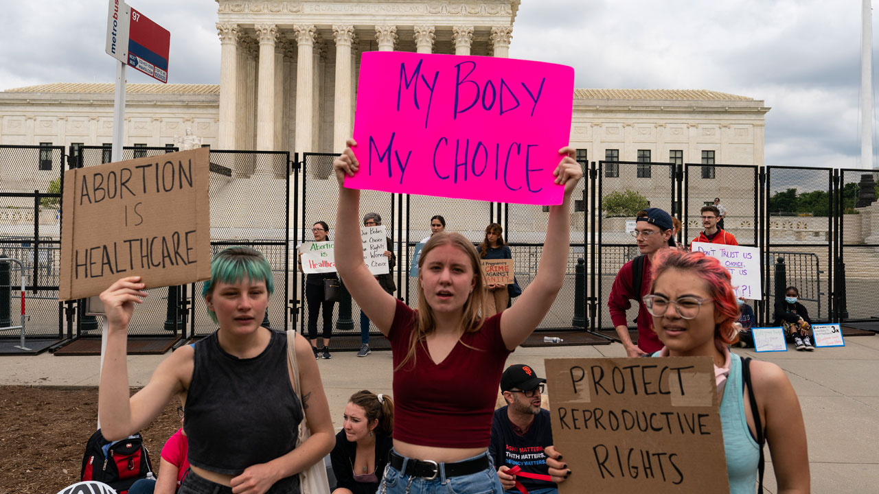 Abortion protests outside US Supreme Court, May 5, 2022
