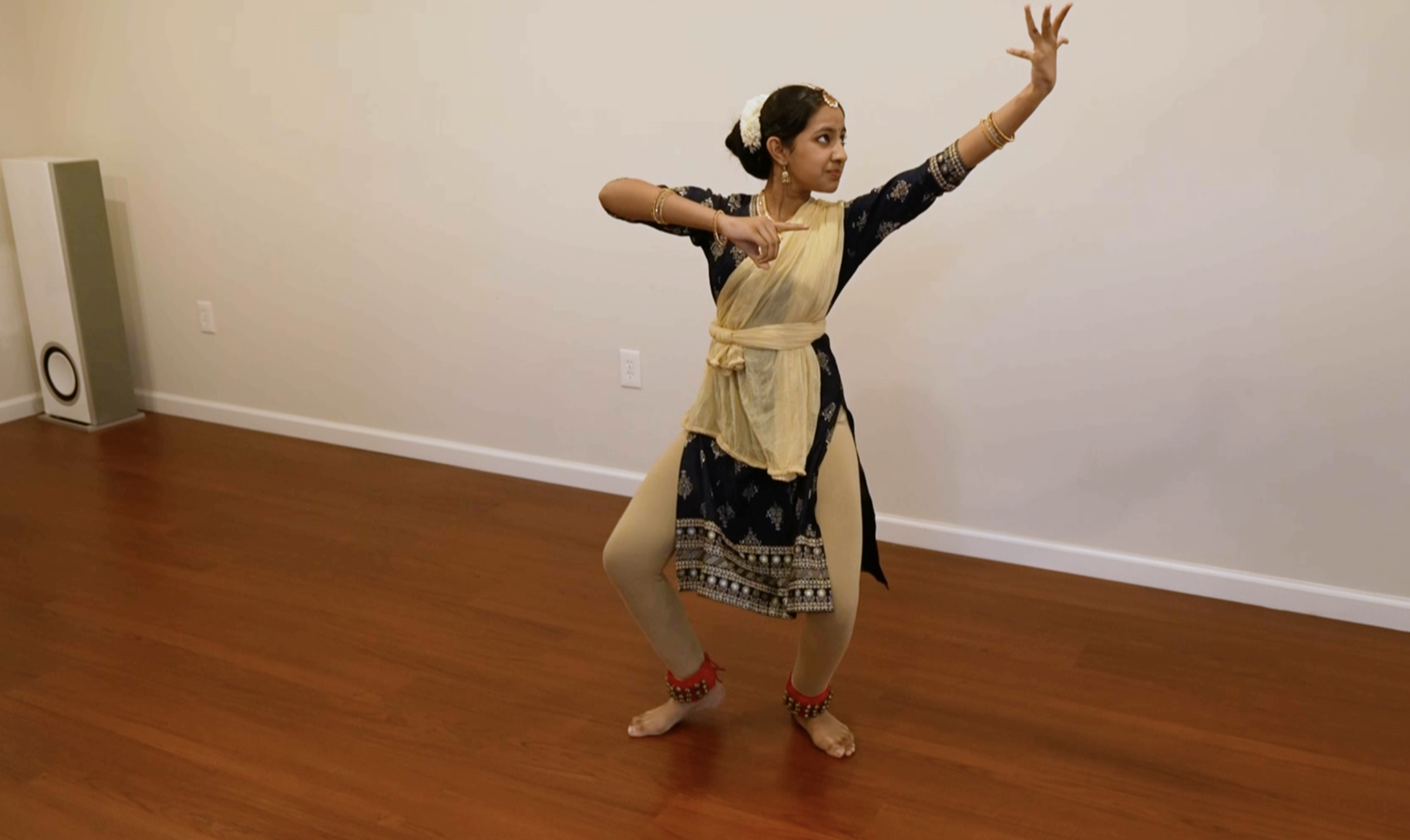 Scripps Spelling Bee contestant Bharata Natyam taking part in a form of classical Indian dance.