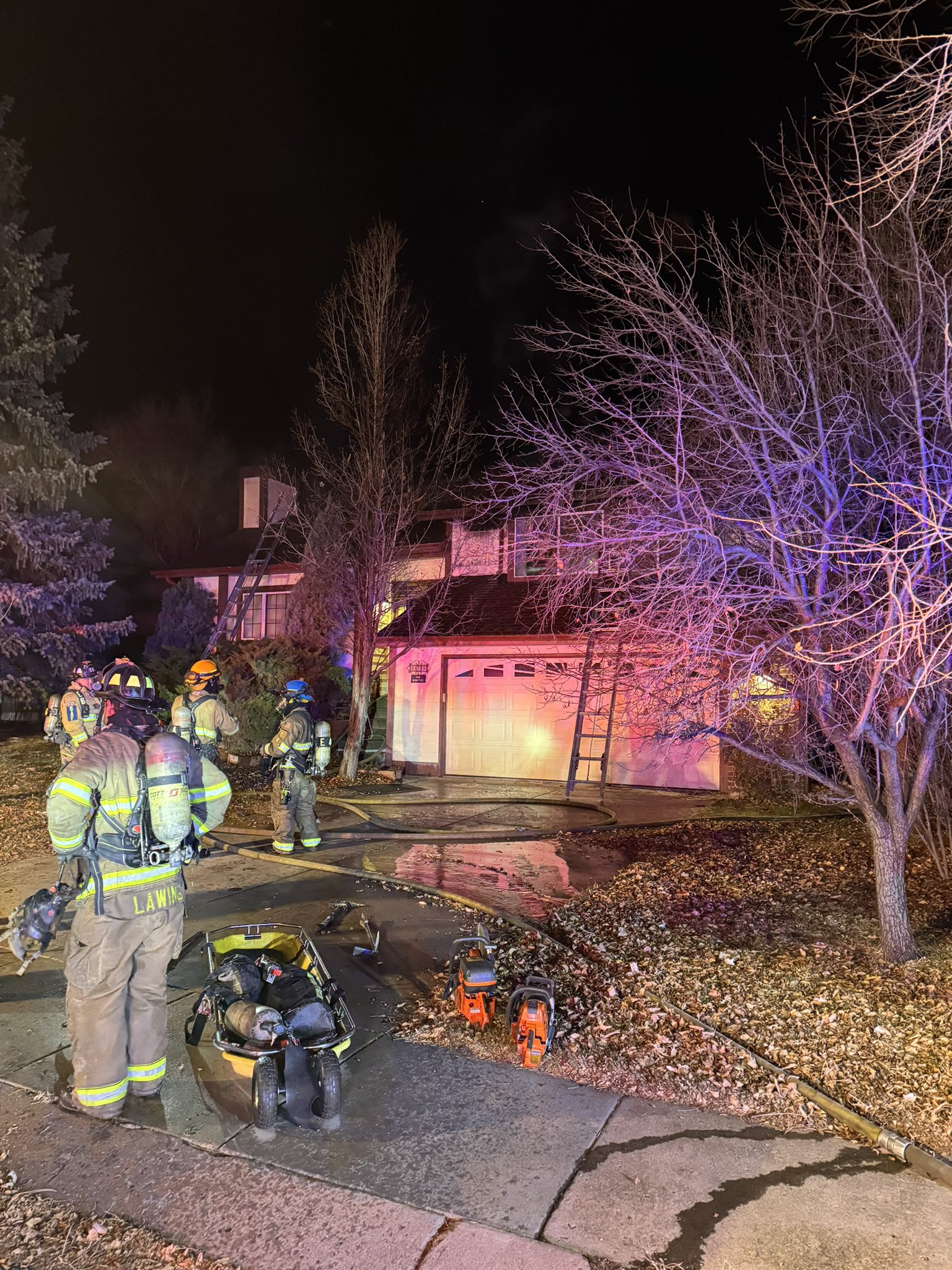 FIREFIGHTERS RESPONDING TO HOUSE FIRE