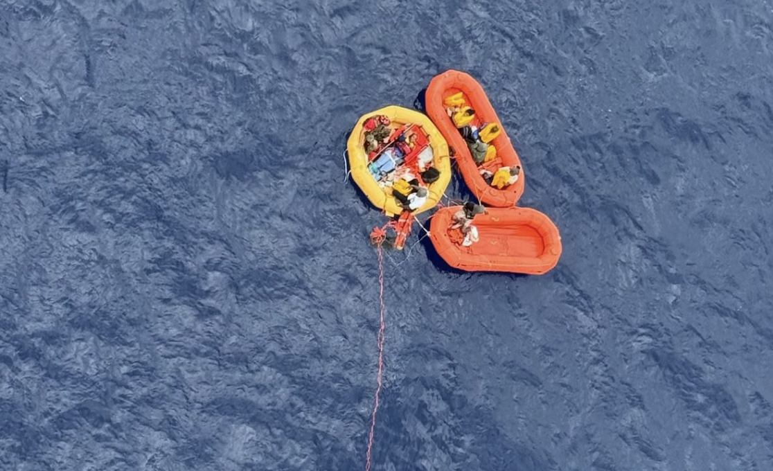 Plane crash passengers being rescued off the coast of Florida. 
