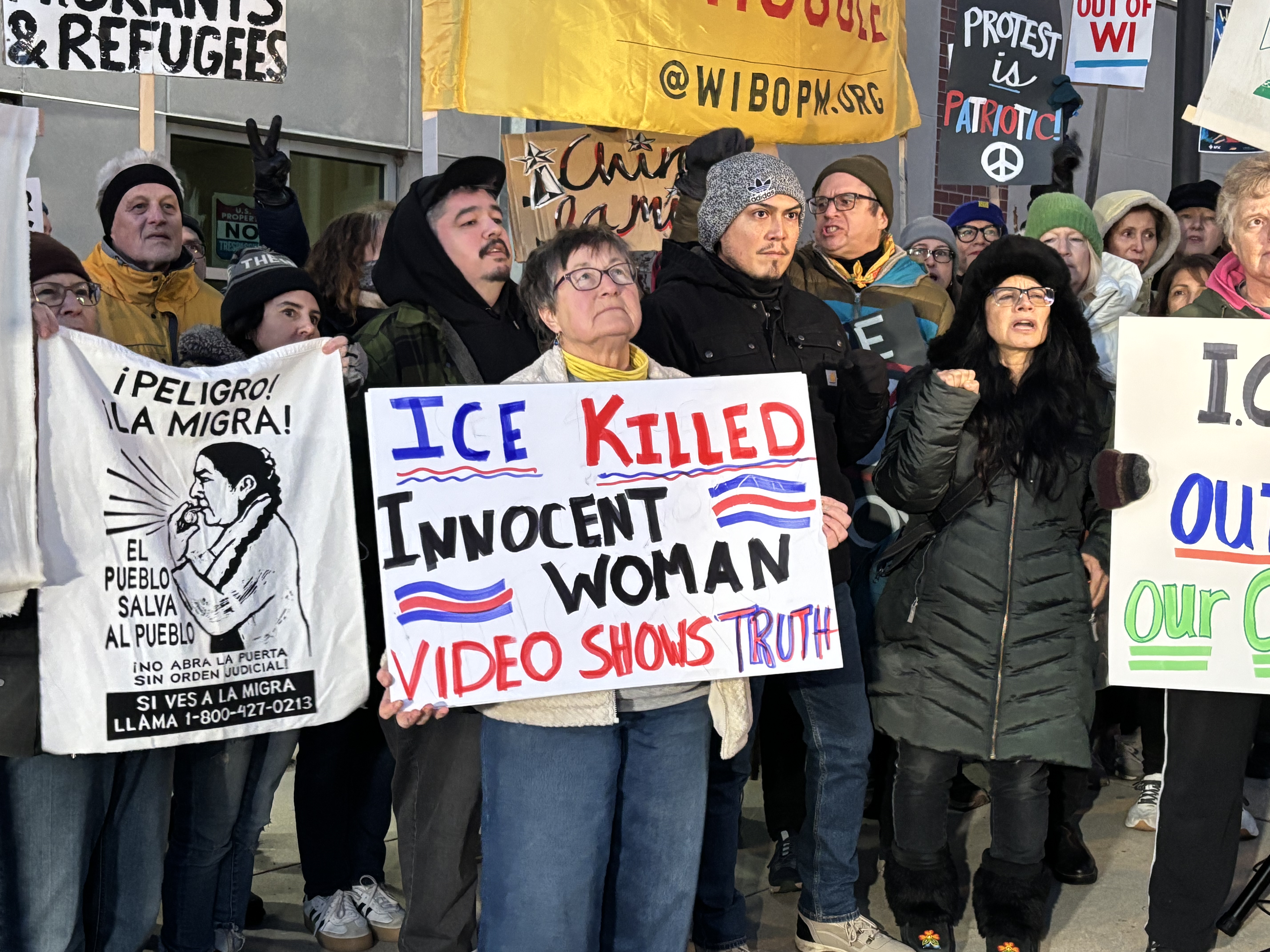 Dozens of protesters gathered outside Milwaukee's ICE field office in response to a deadly shooting by federal agent in Minneapolis