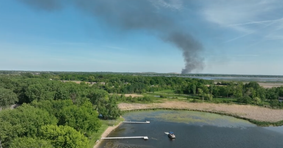 Fire burning at Emerald Park Landfill in Muskego