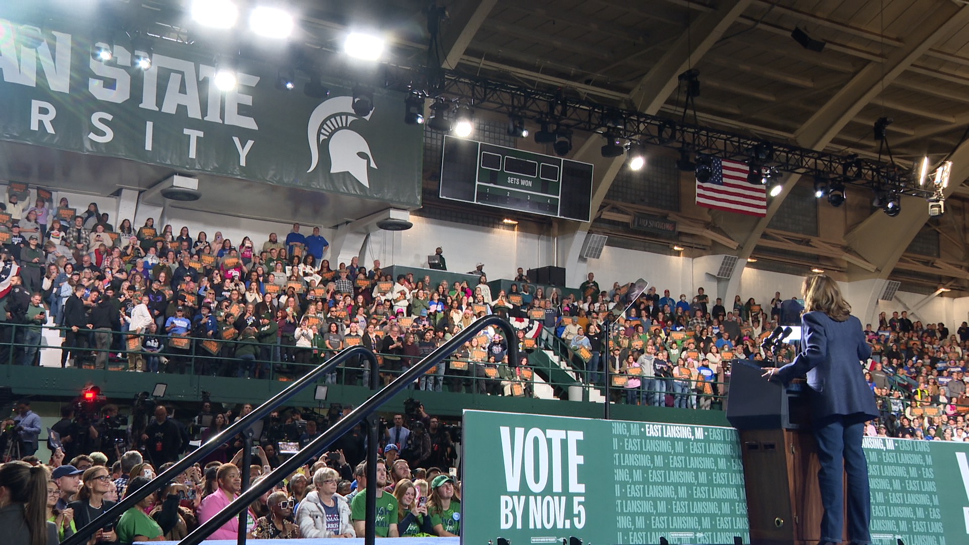 Vice President Kamala Harris speaks to large crowd at MSU