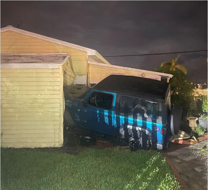 A Jeep crashed into home in Ocean Breeze Park near Jensen Beach in 2023. 
