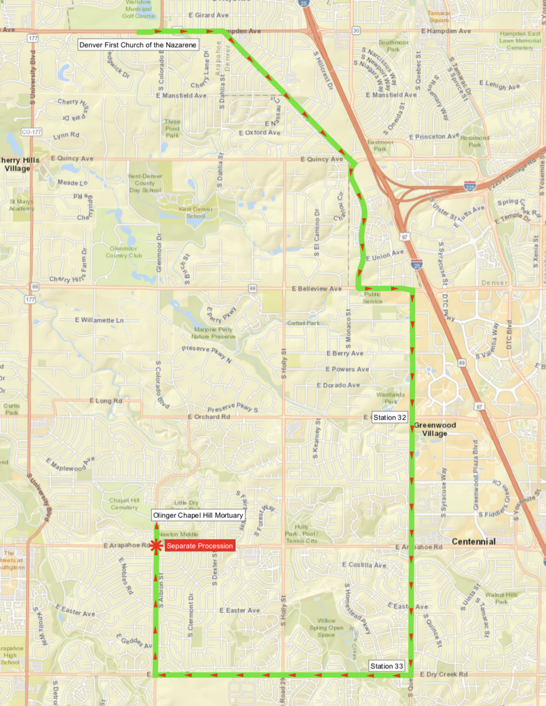 Troy Jackson Procession Map
