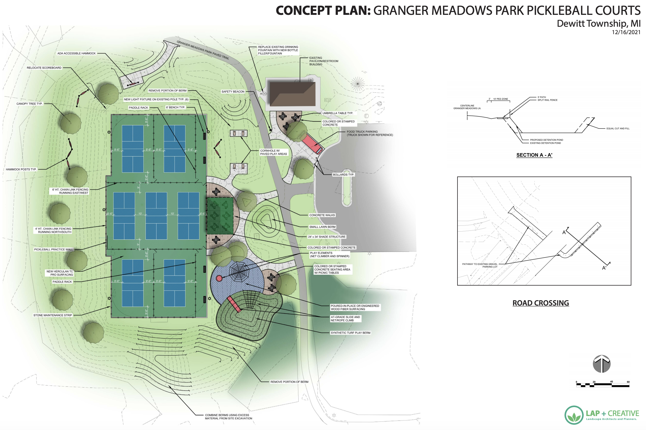 Granger Meadows Park Pickleball concept plan
