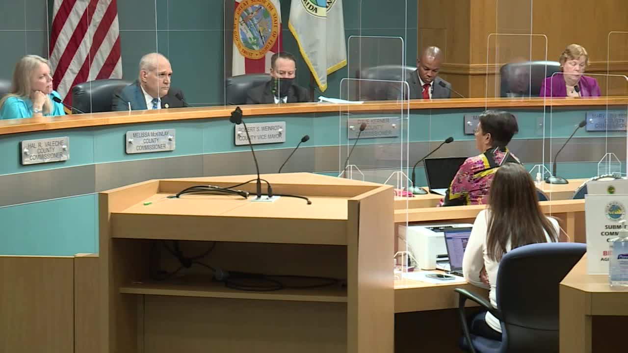 Dr. Alina Alonso speaks about coronavirus in front of Palm Beach County commissioners