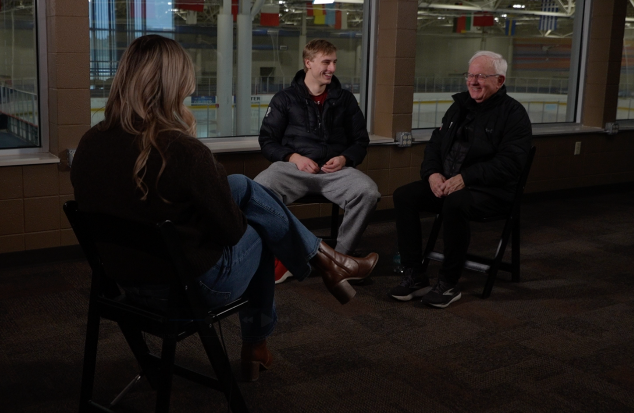 Jordan Stolz and Bob Corby