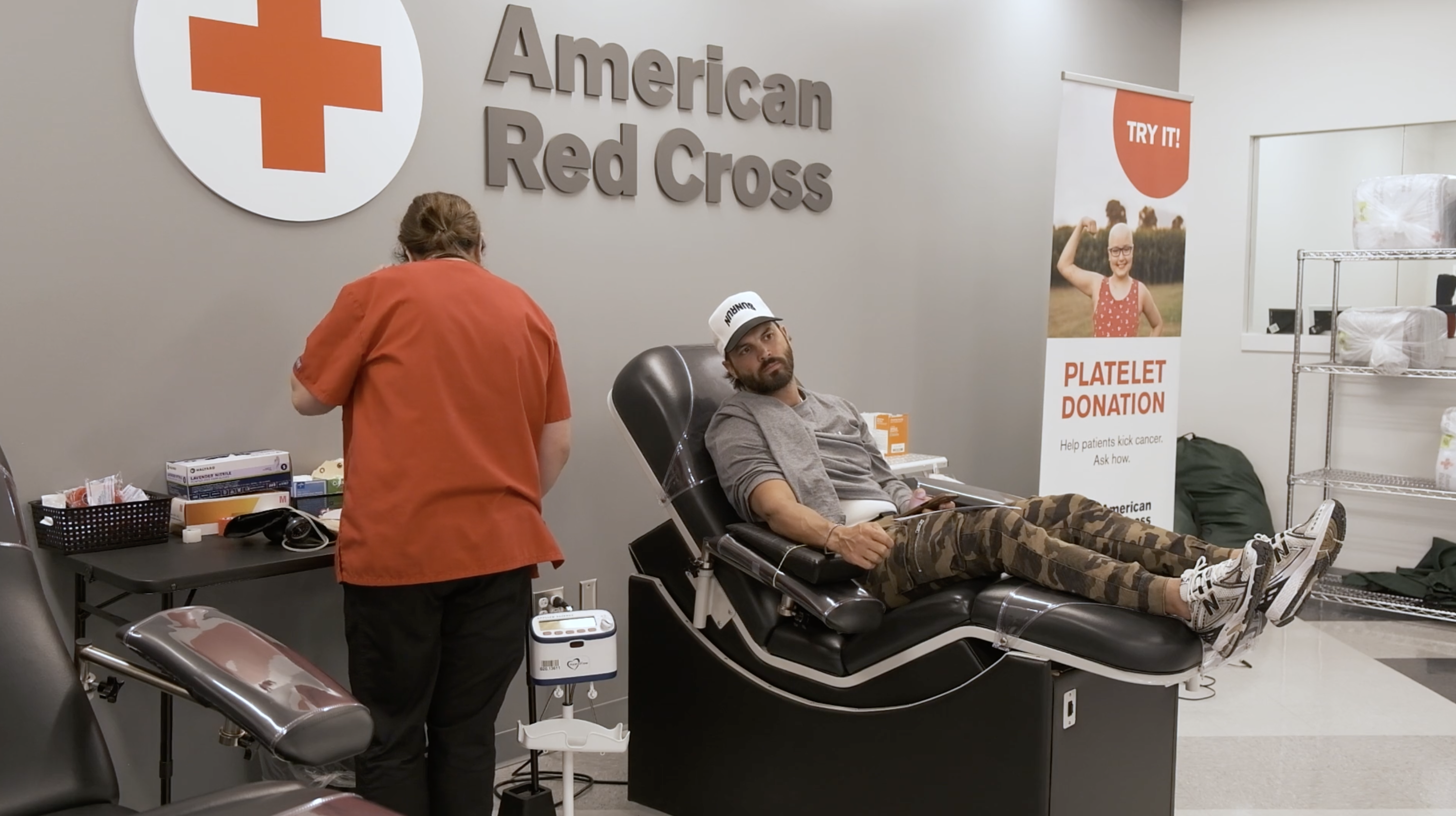 A blood donor at the American Red Cross