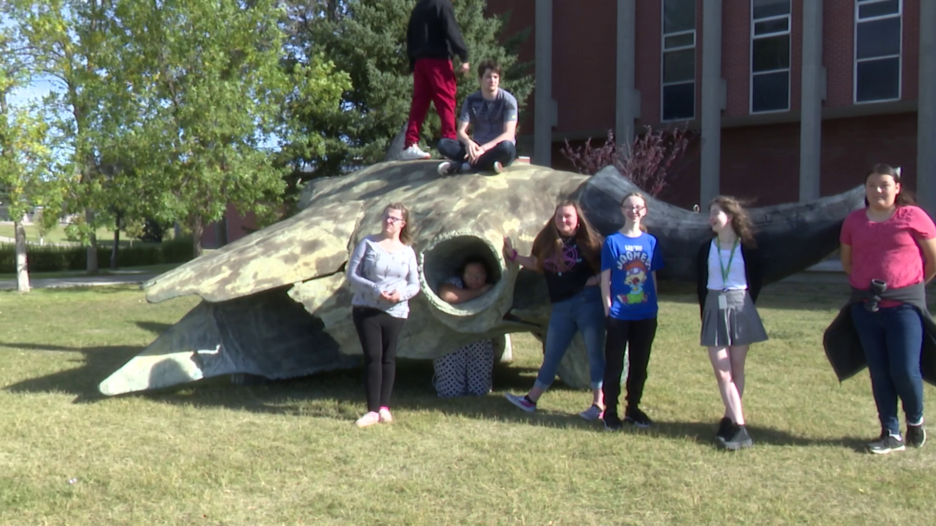 Huge bison head sculpture on display at CMR High School