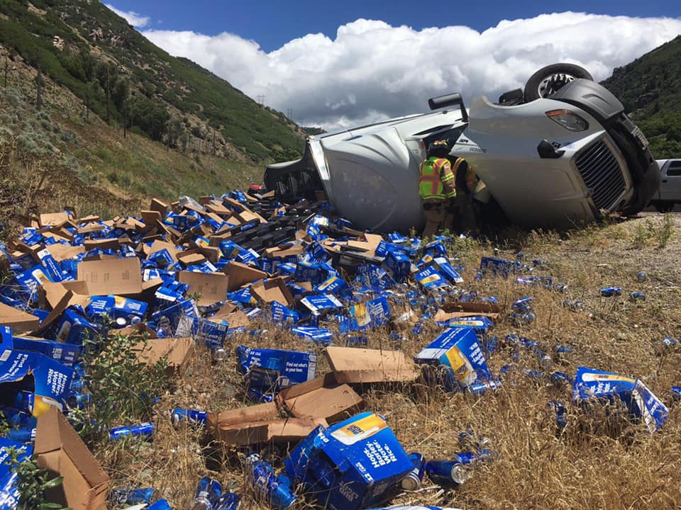 Semi carrying beer rolls in Morgan County