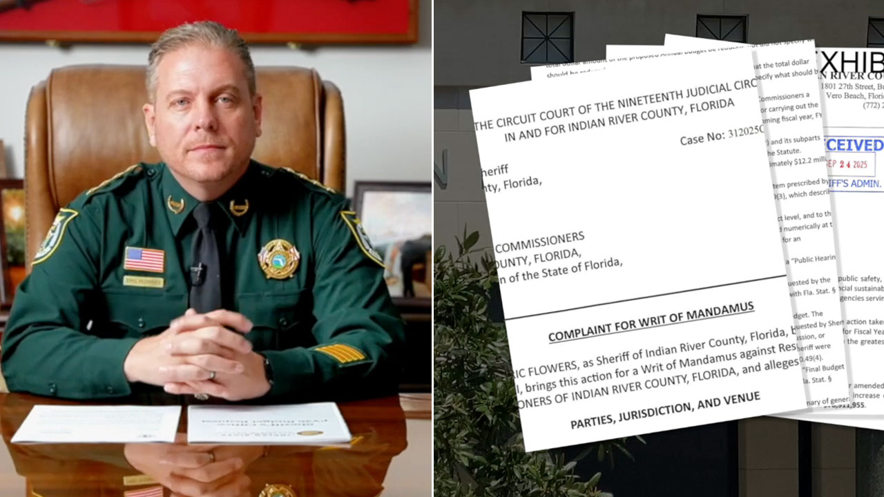 Indian River County Sheriff Eric Flowers has filed a lawsuit against commissioners in his ongoing dispute over the money allocated to his agency.