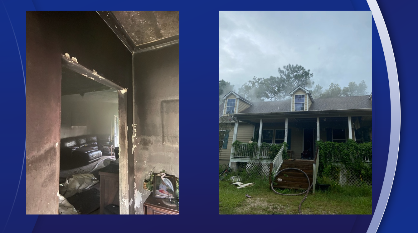 Lightning strike Cause house fire