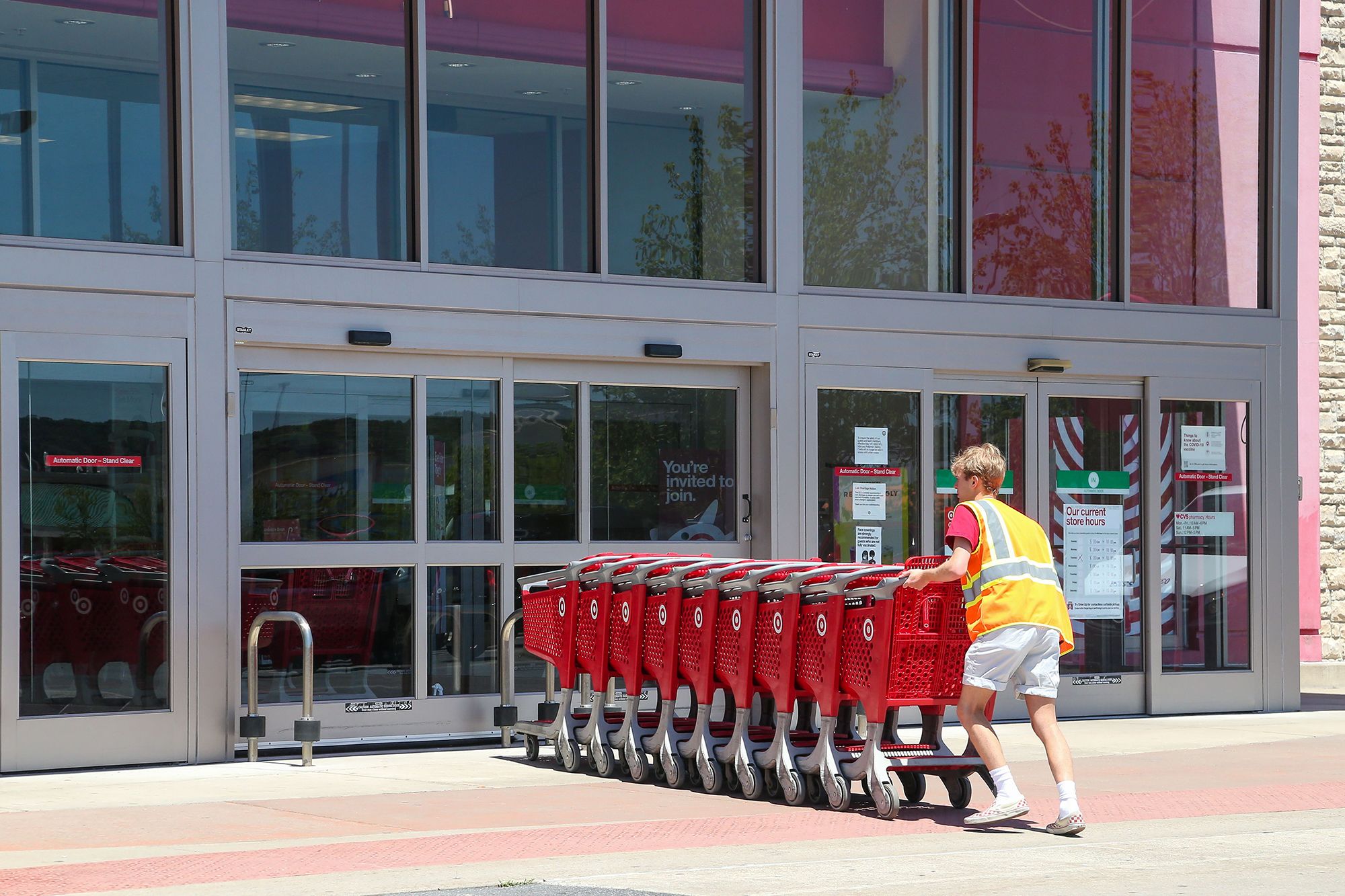 Target employee wearing shorts