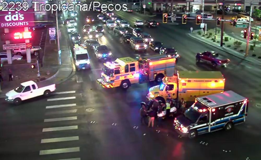 LVMPD: Hit-and-run injures one, closes lanes on SB Tropicana Ave. at Pecos Rd.