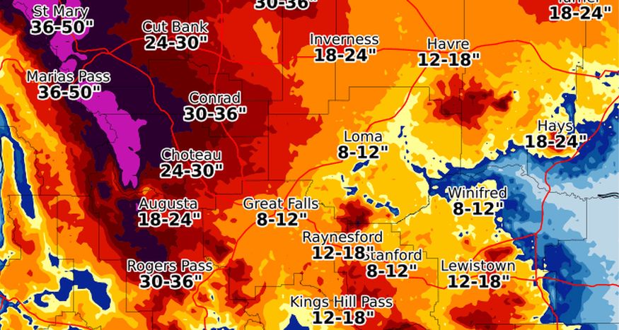 National Weather Service snow projection