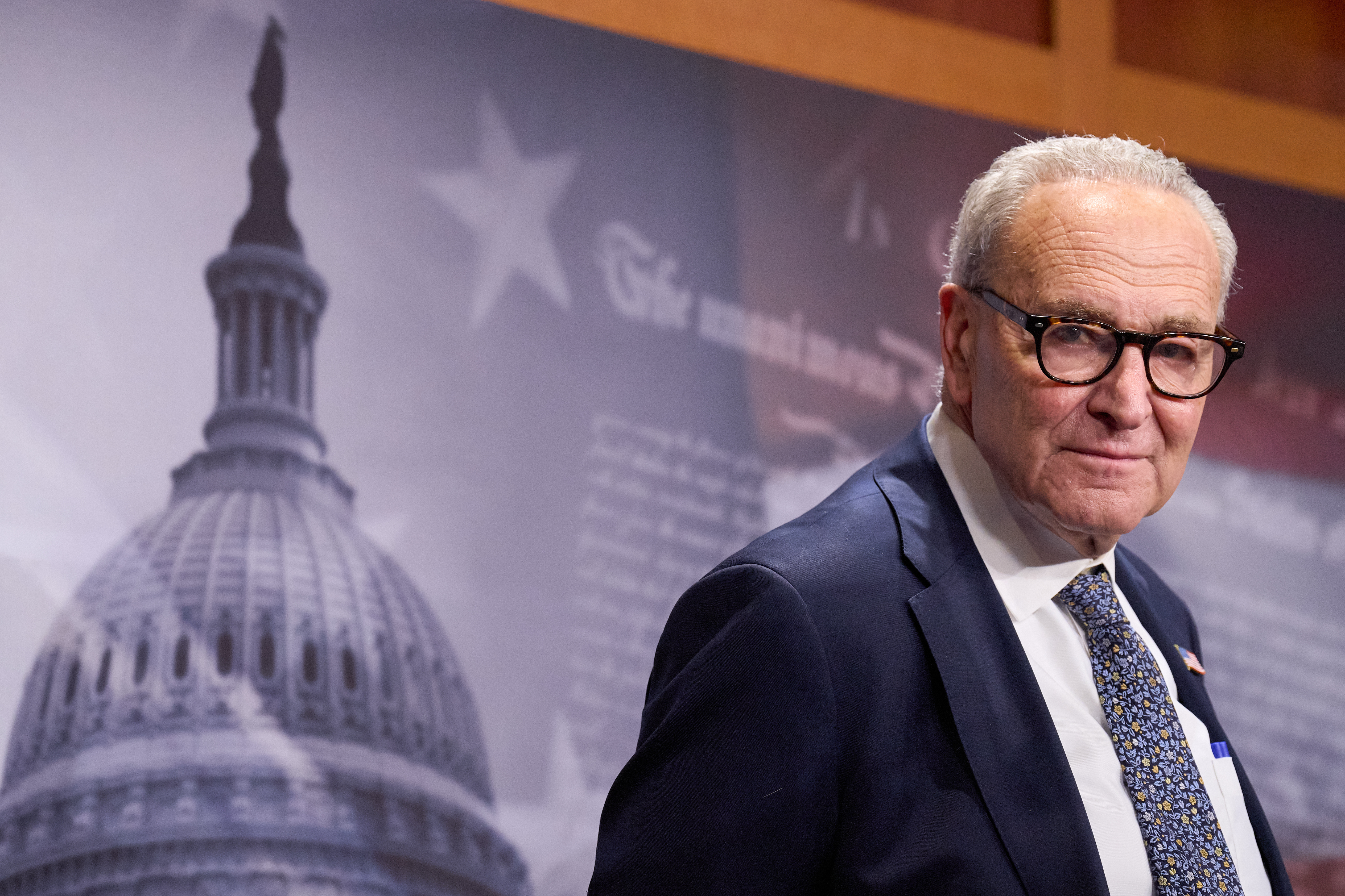 Senate Minority Leader Chuck Schumer, D-N.Y., attends a news conference about the government shutdown, Tuesday, Sept. 30, 2025, on Capitol Hill in Washington. 