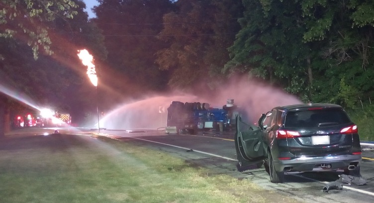 Propane tanker crash in Cooper Township