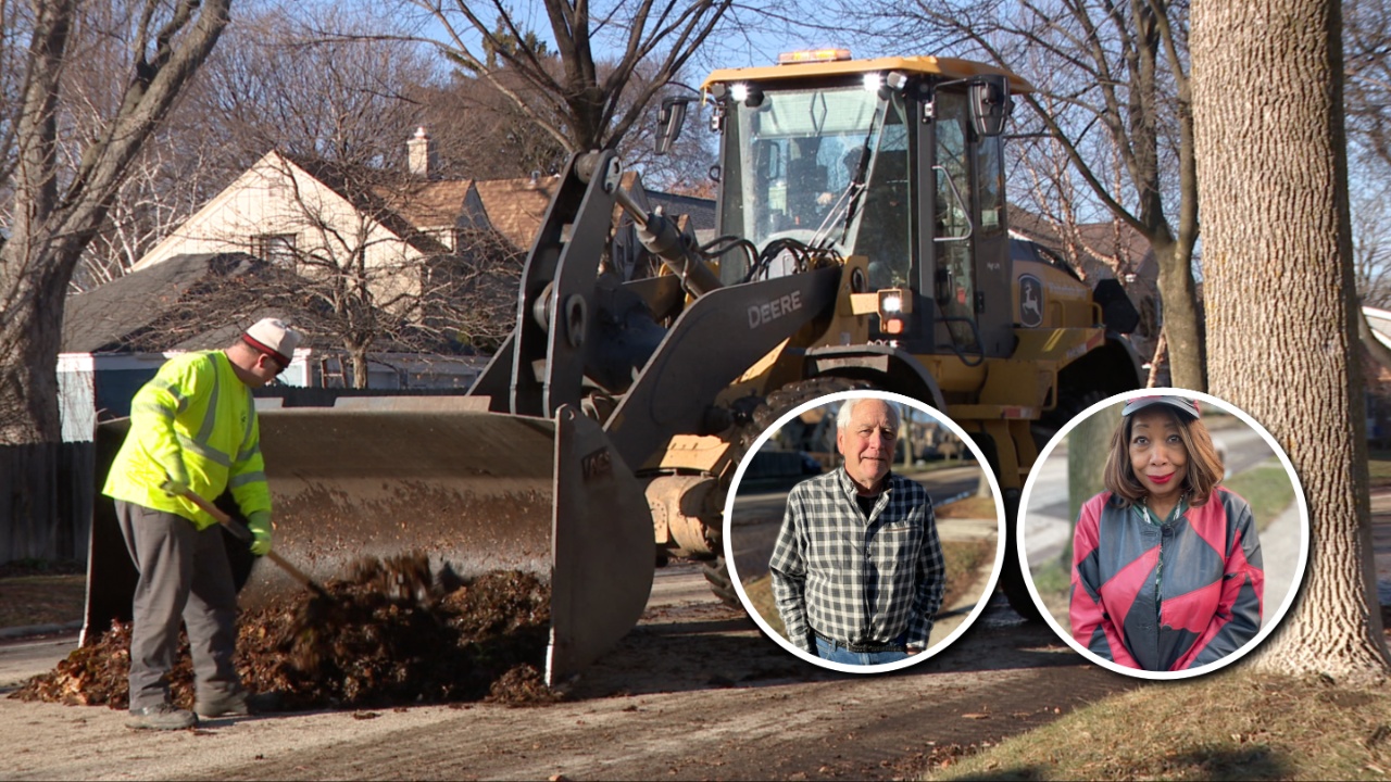 Neighbors discuss leaf clean up