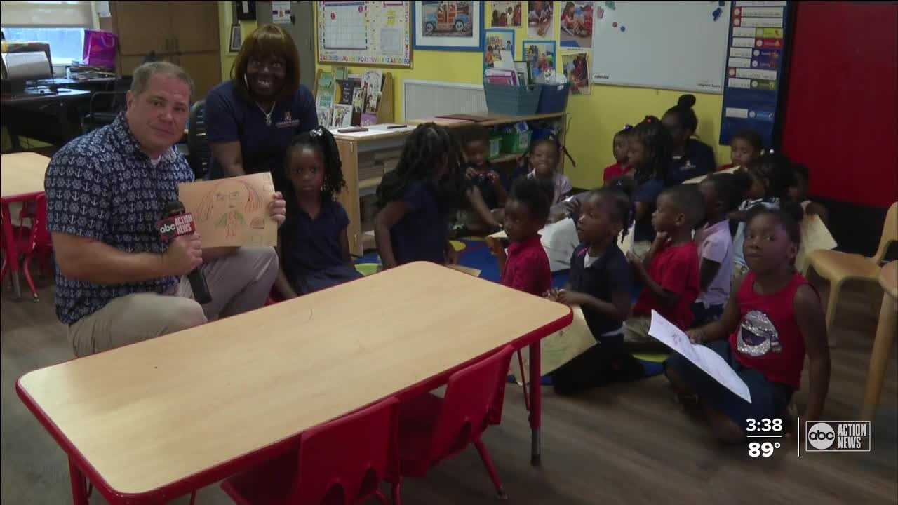 Children across Pinellas County draw their favorite teachers to inspire creativity