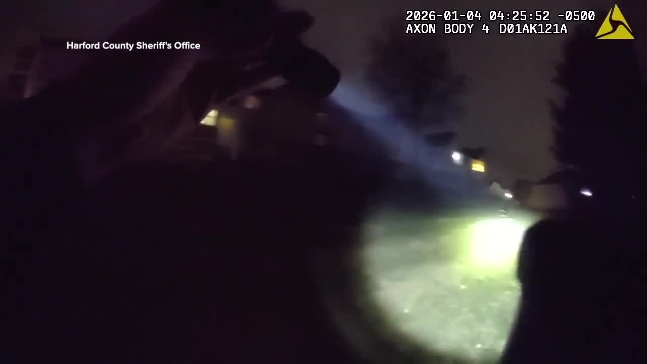 Police in Harford County release body-cam footage of a foot pursuit and arrest of a man trying to break into a house near Bel Air.