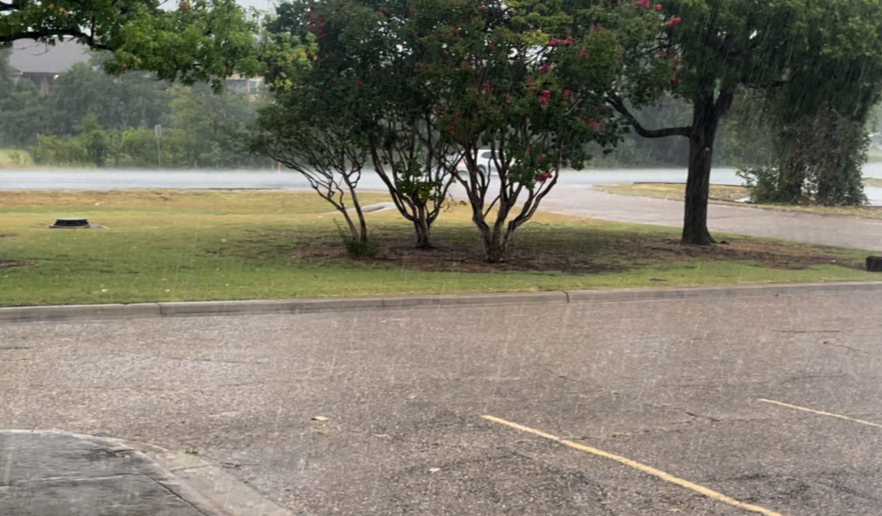 Rain outside the 25 News studio July 23rd