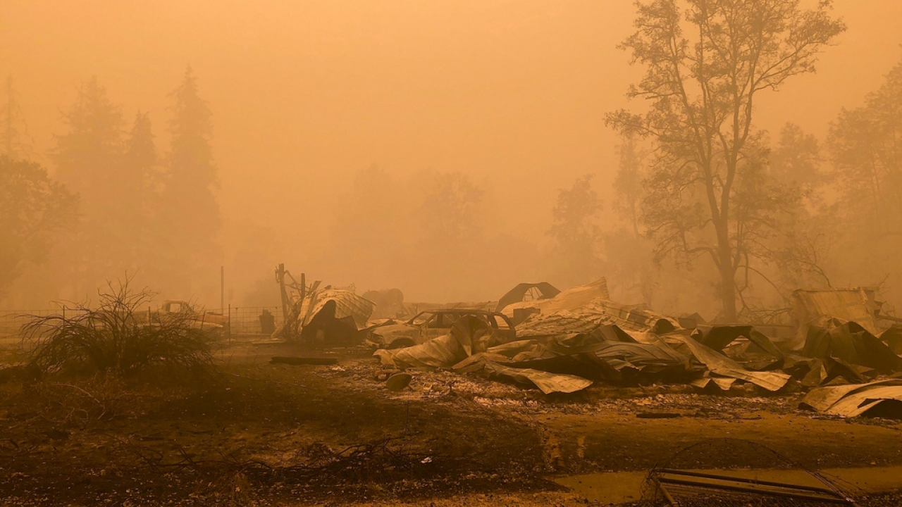 File photo of damage from a 2020 wildfire in Mill City, Oregon.