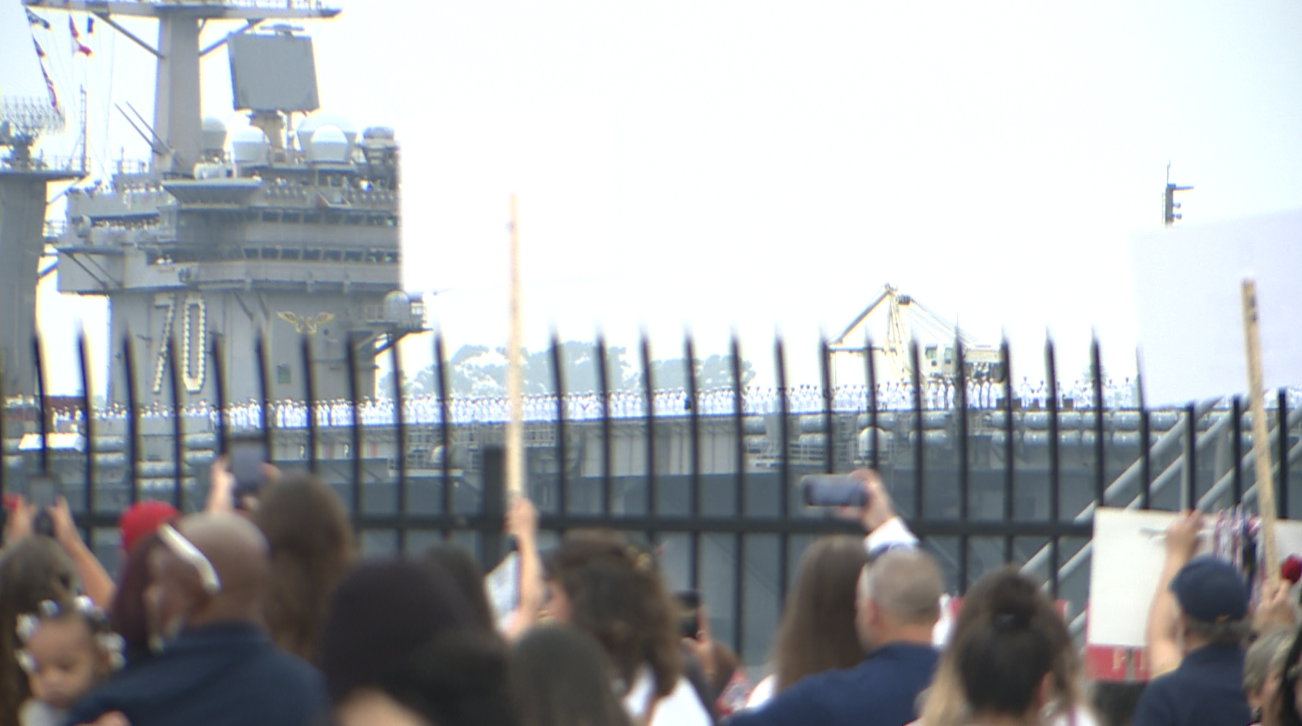 USS Carl Vinson sailors return to emotional homecoming in San Diego after deployment extended for Middle East operations 
